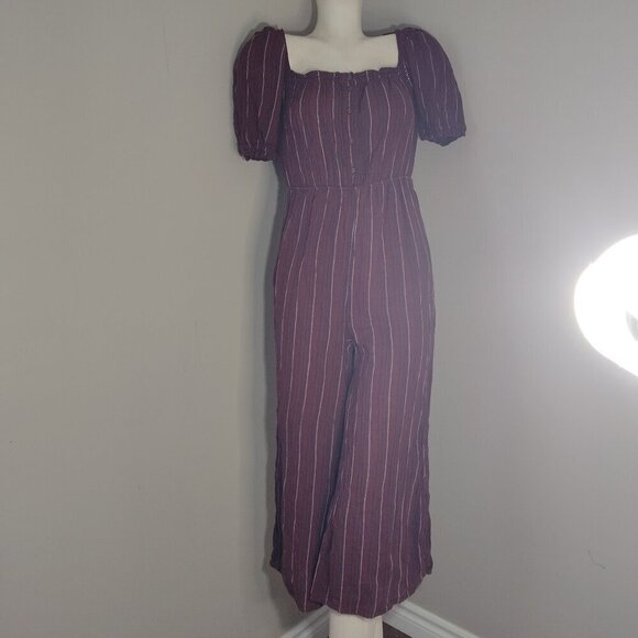 DRA Los Angeles Striped Casual Romper sz M Vino Burgundy - Picture 3 of 11